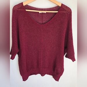 MEO MELI Loose Knit Burgundy Sweater